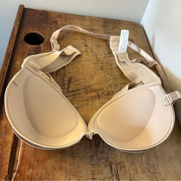 Maidenform Nude Tan Push Up Bra 34C Strapless Straight Cross Versatile Straps - Picture 6 of 7